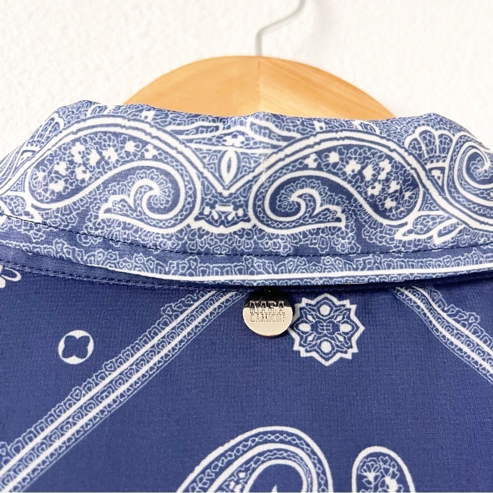 Naracamicie Blue Floral Long Sleeve Boho Ruffle Flowy Mini Dress - Picture 9 of 10